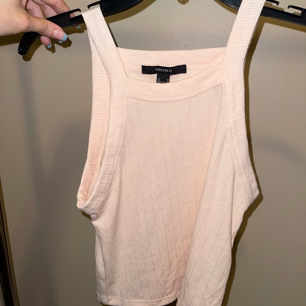Light pink high neck ribbed tank